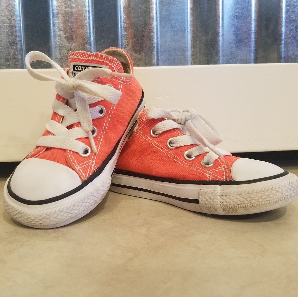 Little Girls Neon Orange Converse